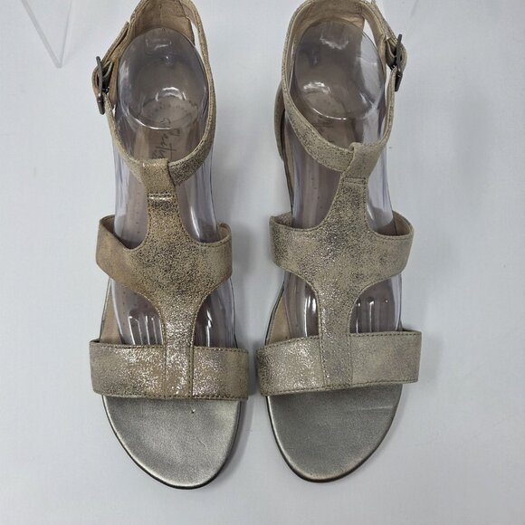 Clarks Comfort Collection Womens 10 Abigail Lily Leather Wedge SandalS Gladiator - Picture 3 of 8